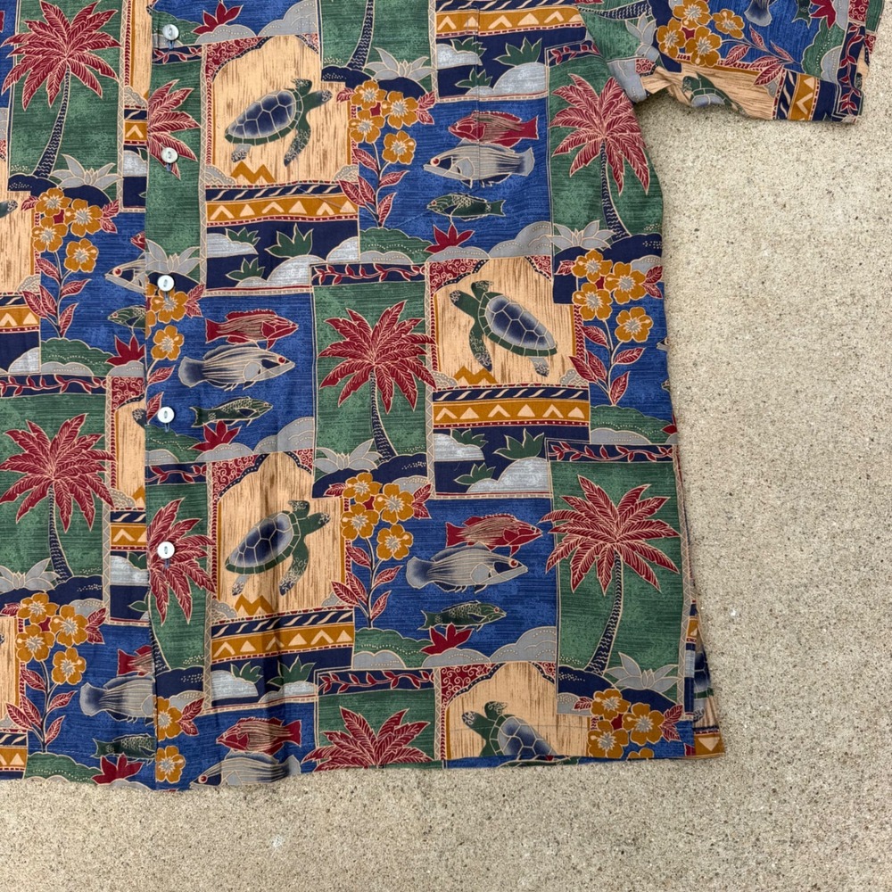 Tori Richard | Hawaiian Shirt Vintage Vibe Sea Turtle Fish Multicolor Mens 2XL - Picture 11 of 13